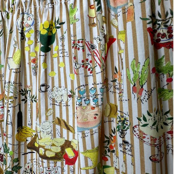 Rhode Artie Shirred Waist Ruffle Hem Printed Cotton Poplin Midi Skirt XL - Picture 8 of 16